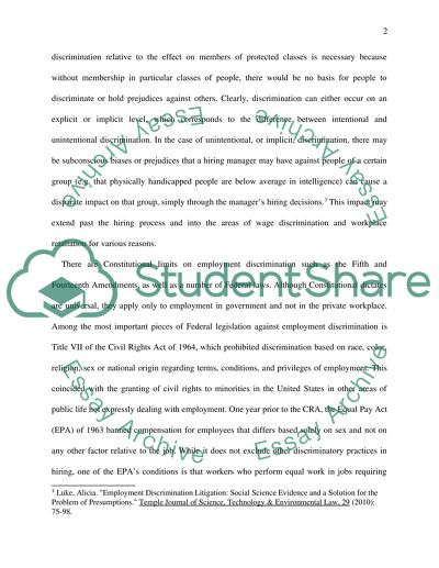 Employment Discrimination- Legal research term project