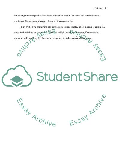 Reaction to Food Additives