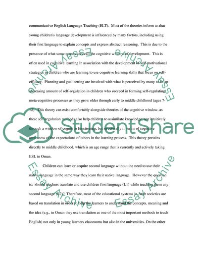 The role of using first language and translation in young learners classes