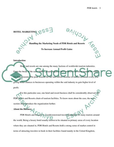 Handling the Marketing Needs of PDR Hotels and Resorts to Increase Annual Profit Gains