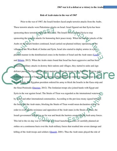 1967 war is it a defeat or a victory to the Arabs