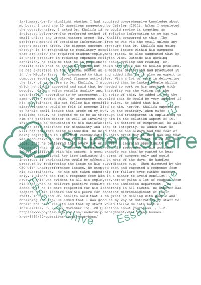 Interpersonal Relationship with Boss