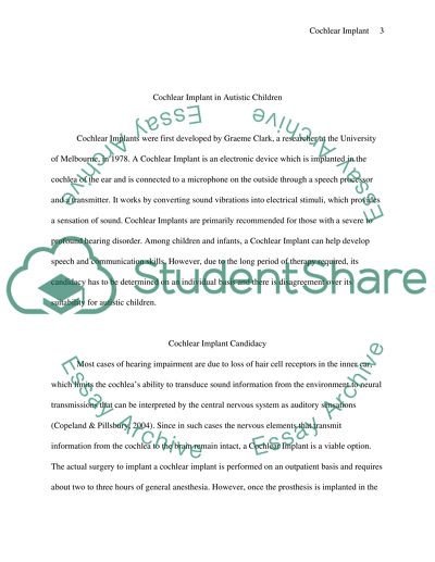 Cochlear Implant in Autistic Children