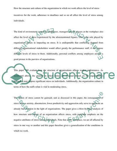 How the Structure and Culture of the Organization in which We Work Affects the Level of Stress Experienced
