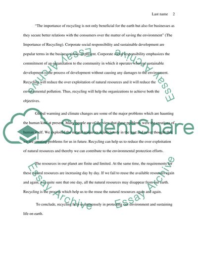 the importance of recycling essay