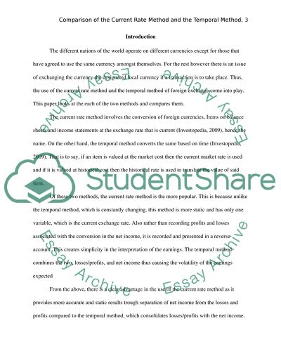 International Finance (Compare between the current rate and The temporal method)