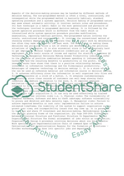 Technology in Managerial Decisions Making