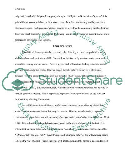 A Study of Child Abuse and Acquaintance Rape Victims