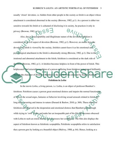 Kubricks Lolita: An Artistic Portrayal of Fetishism