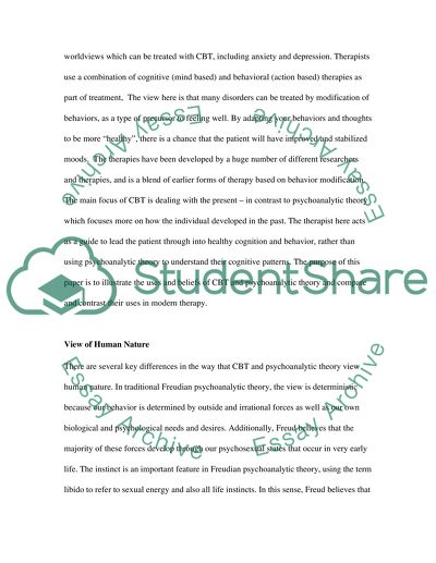 Psychoanalytic Theory and Cognitive-Behavioral Therapy