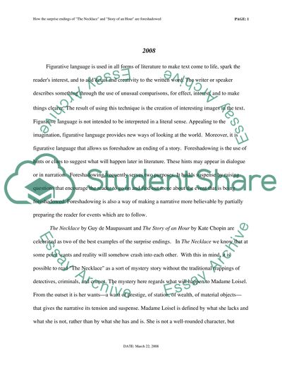 The Necklace and Story of an Hour