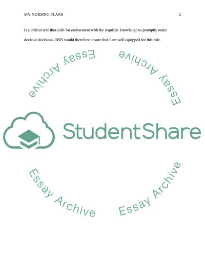 Why i want to be a nurse and my plan for the future in nursing