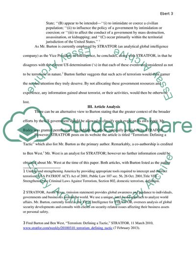 The Defining of Terrorism: The Difficulties in an Otherwise Simple Definition
