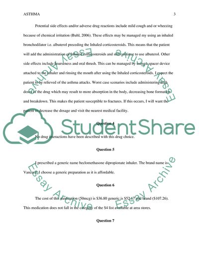 Drugs for the Treatment of Asthma