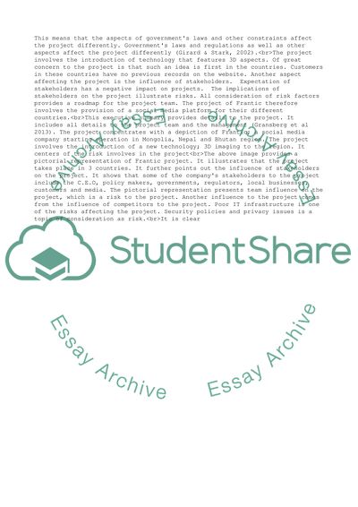 Pictorial Representation of Frantic Project Essay Example | Topics and ...