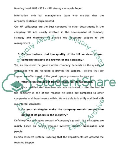 HRM Strategic Analysis of DEWA Company