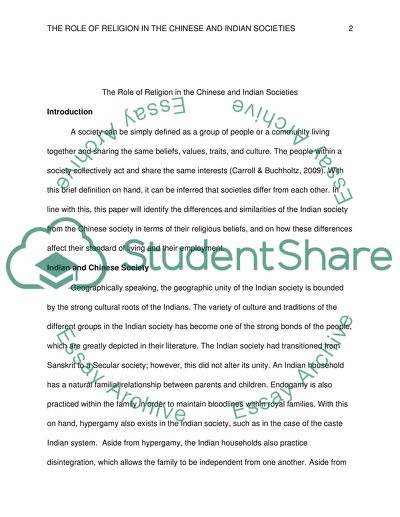 The Role of Religion in the Chinese and Indian Societies