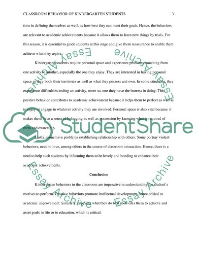 Classroom behavior of Kindergarden students and academic achievement