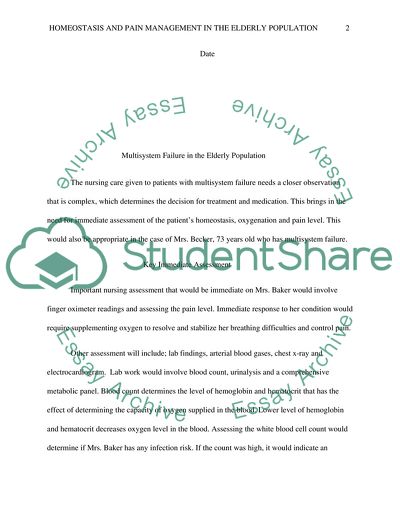 Homeostasis and Pain Management in the Elderly Population