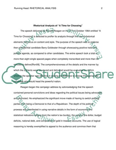 Rhetorical Analysis of A Time for Choosing