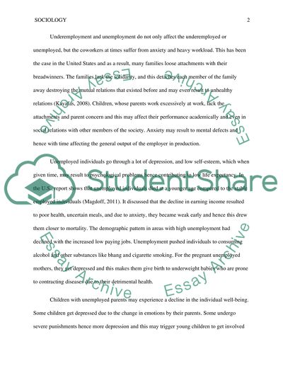 Effects of Unemployment and underemployment on social units