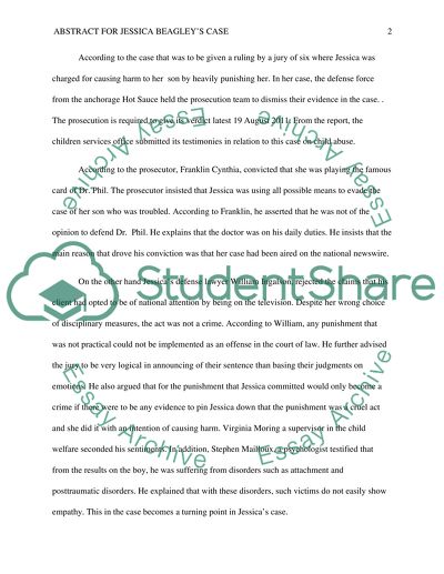 Abstract for Jessica Beagleys Case