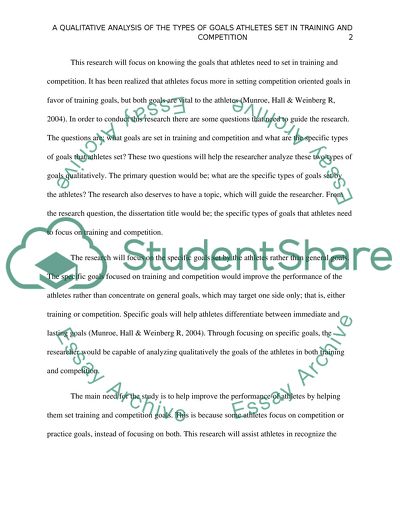 A Qualitative Analysis of the Types of Goals Athletes Set in Training and Competition