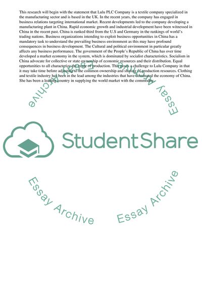 Lulu PLC Clothing Manufacturing In China