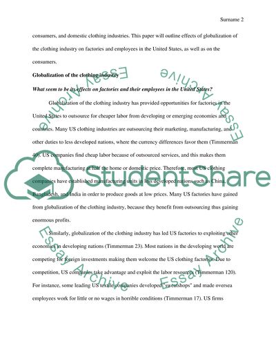 Globalization of the clothing industry