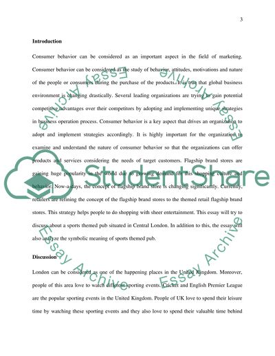 Consumer Behaviour - Symbolic Meaning of Sports Themed Pub
