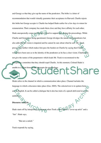 Discourse in a Scripted Dialogue From the Movie Scent of a Woman