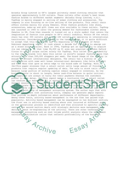 How Can Management Accounting Techniques Assisst the Management of a Real Life Company