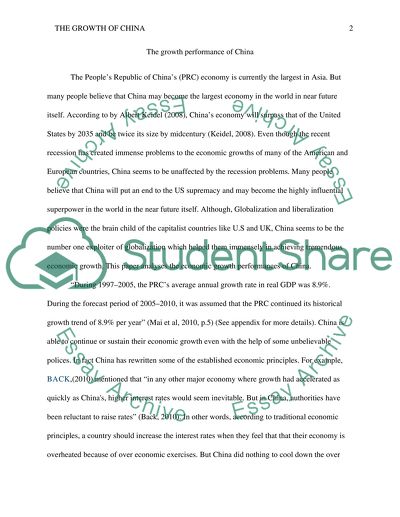The growth performance of China
