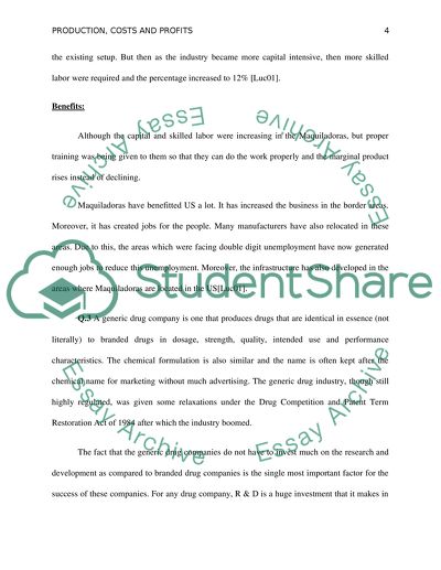 Production, Costs and Profits