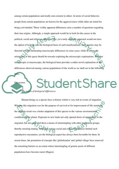 Biological Differences Between Different Populations