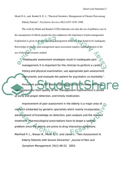 Chronic Pain Assessment and Management in the Elderly Nursing Home Resident