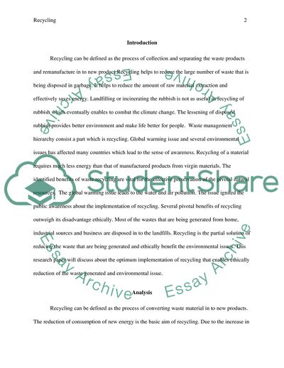 Effective Recycling of Landfills Waste: The Environmental Benefits