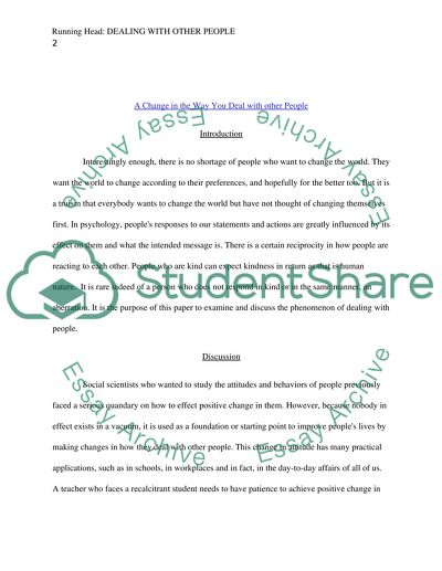 A change in the way you deal with other people