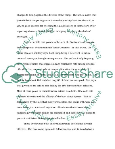 Current Events: Juvenile Boots Camps as the Danger of Abuse