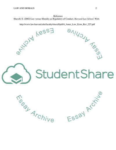 Law versus Morality as Regulators of Conduct