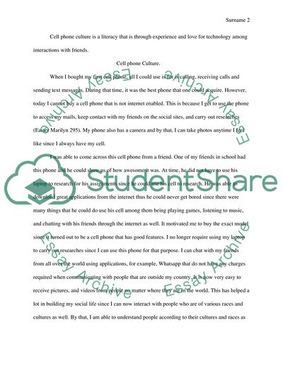 Advanced Technology: Acquiring Unique Culture of Cell Phones