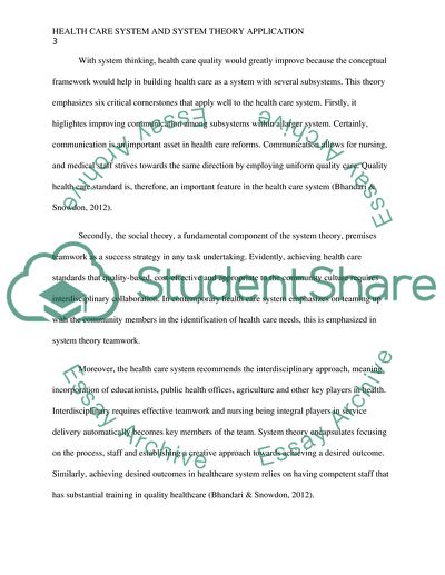Health Care System and System Theory Application