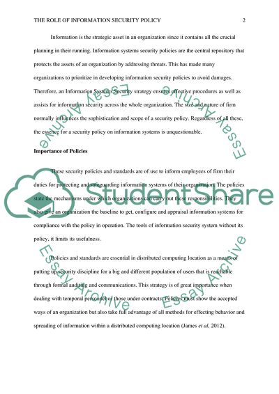 The Role of Information Security Policy