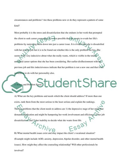 Outline for a longer paper for Career/Vocational Counseling