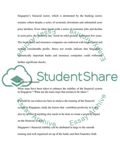 Stability of the Financial System in Singapore