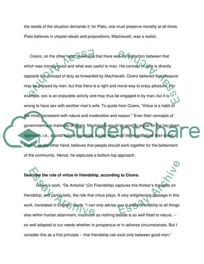 Machiavellis Concept of Friendship