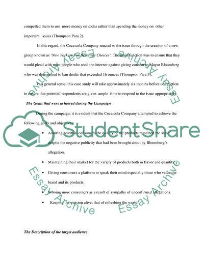 A Strategic Communication Campaign on Coca Cola Company 2012