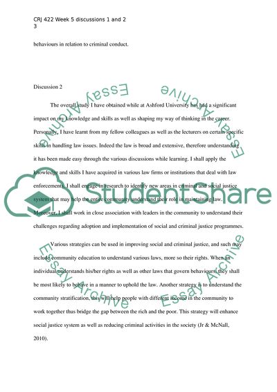 Discussion on Criminal and Social Justice