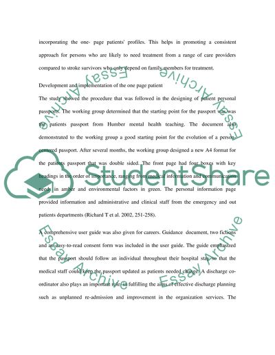 One-Page Patient Passport for People with Learning Disabilities