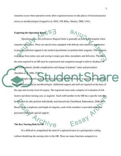 The Role of the RN in operation room